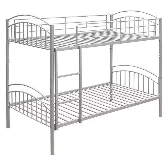 Bellemave Twin Over Twin Metal Bunk Bed with Ladder & Guardrail, Convertible to 2 Beds, Heavy Duty, Space-Saving Bed for Kids Teens, Silver