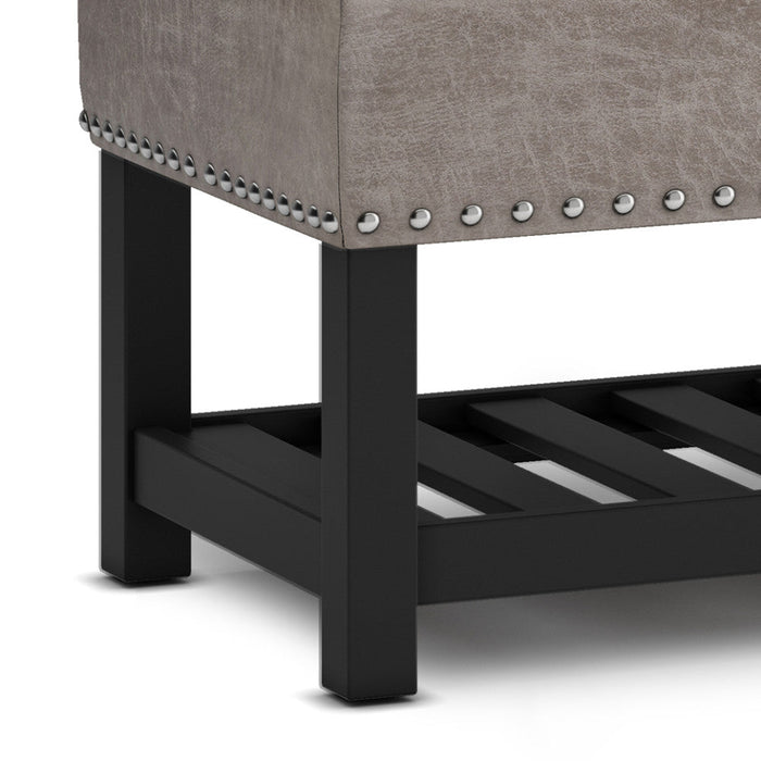 Distressed Grey Taupe Distressed Vegan Leather | Lomond Ottoman Bench in Distressed Vegan Leather