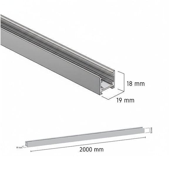LUCE Track-Silver-2M – lighting accessory, view 2 | LAMP & LIGHT - Design forward Decorative lamp , Downlights, pendant lamp , striplights