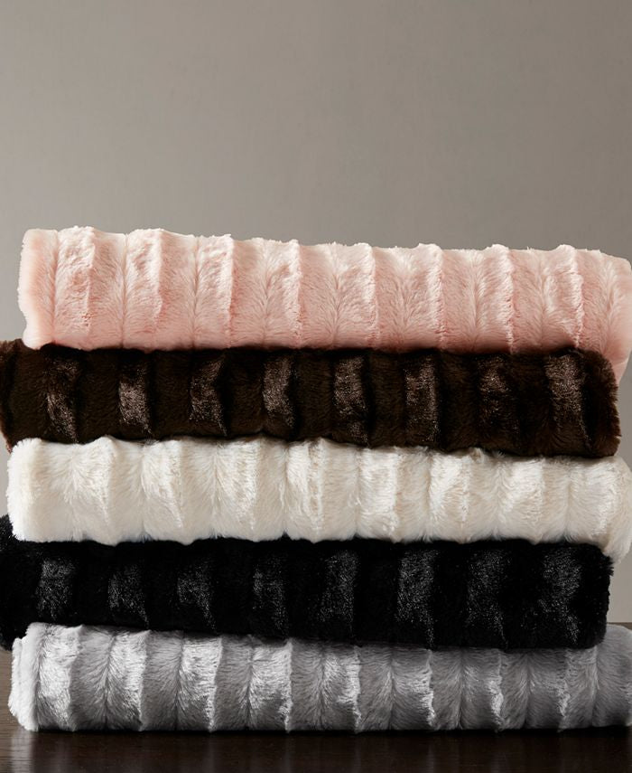 Madison Park Duke Ribbed 50”/60” Faux-Fur Throw