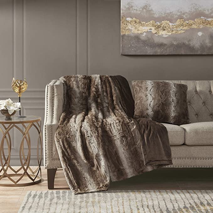 Madison Park Zuri Faux-Fur 20” Decorative Pillow