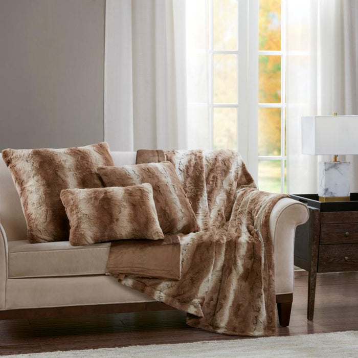 Madison Park Zuri Faux-Fur 20” Decorative Pillow