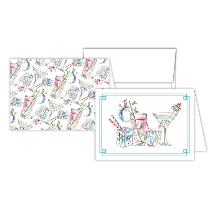 Mahjong Cocktails with Mahjong Cocktail Pattern Petite Notecards by Rosanne Beck