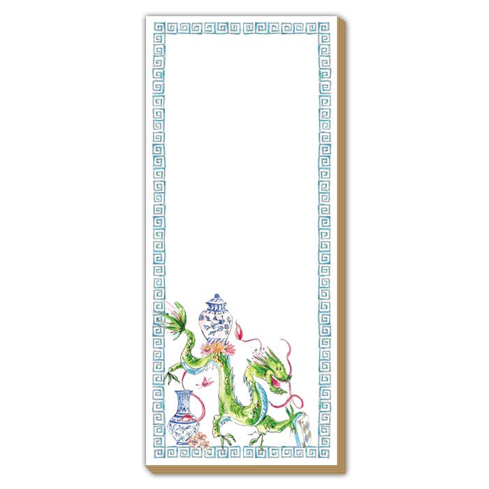 Mahjong Dragon Blue Chinoiserie Pots Luxe Skinny Pad