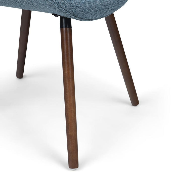Denim Blue Walnut | Malden Bentwood Dining Chair in Grey Woven Fabric