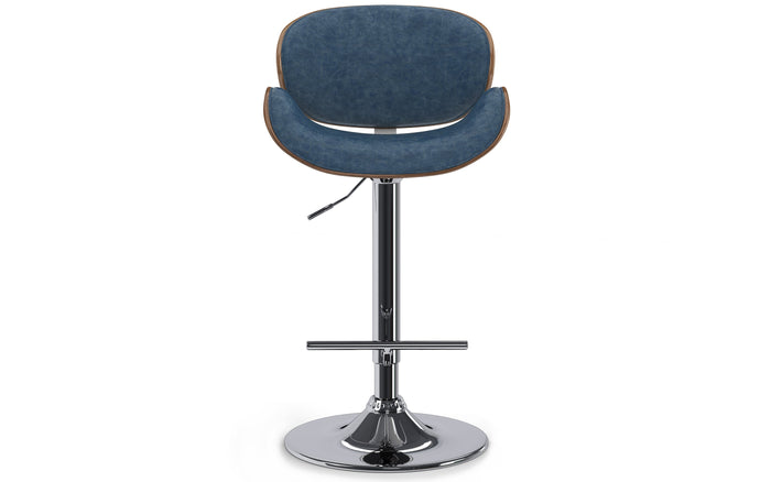 Distressed Blue Distressed Vegan Leather Walnut | Marana Bar Stool