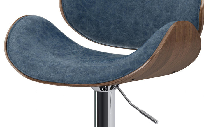 Distressed Blue Distressed Vegan Leather Walnut | Marana Bar Stool