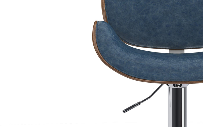 Distressed Blue Distressed Vegan Leather Walnut | Marana Bar Stool