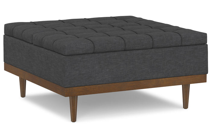 Slate Grey Linen Style Fabric | Mariah Lift Top Table Storage Ottoman