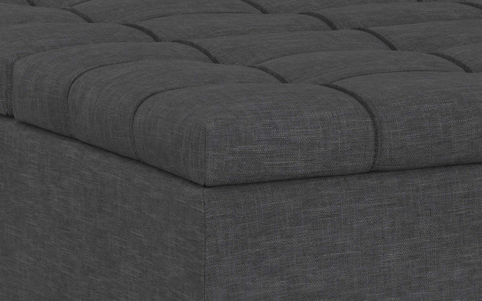 Slate Grey Linen Style Fabric | Mariah Lift Top Table Storage Ottoman