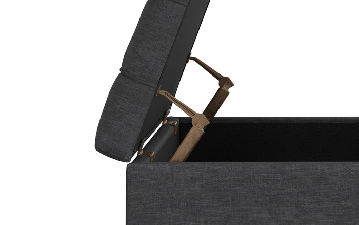 Slate Grey Linen Style Fabric | Mariah Lift Top Table Storage Ottoman