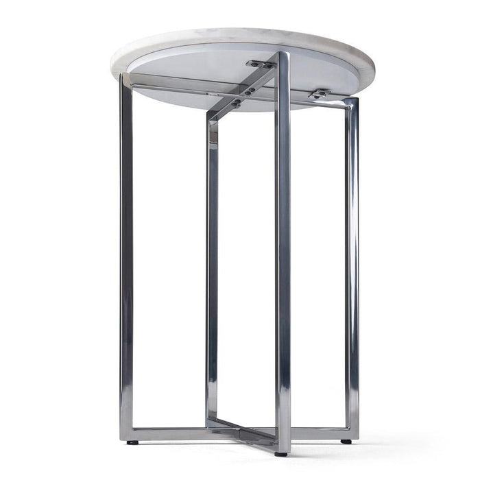 Marsden 18 in Wide Metal Accent Side Table with Chrome Base