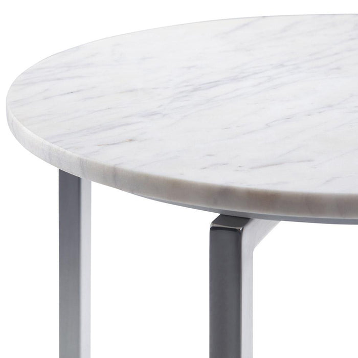 Marsden 18 in Wide Metal Accent Side Table with Chrome Base