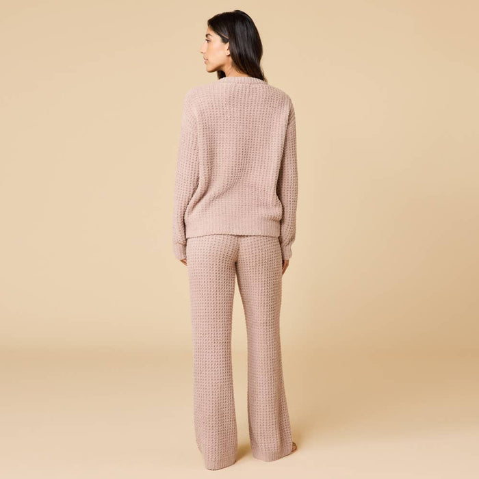 Marshmallow Waffle V-Neck Lounge Set for Women