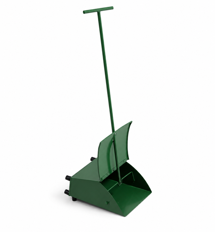 Metal DUST PAN with Long Handle and Closing Lid