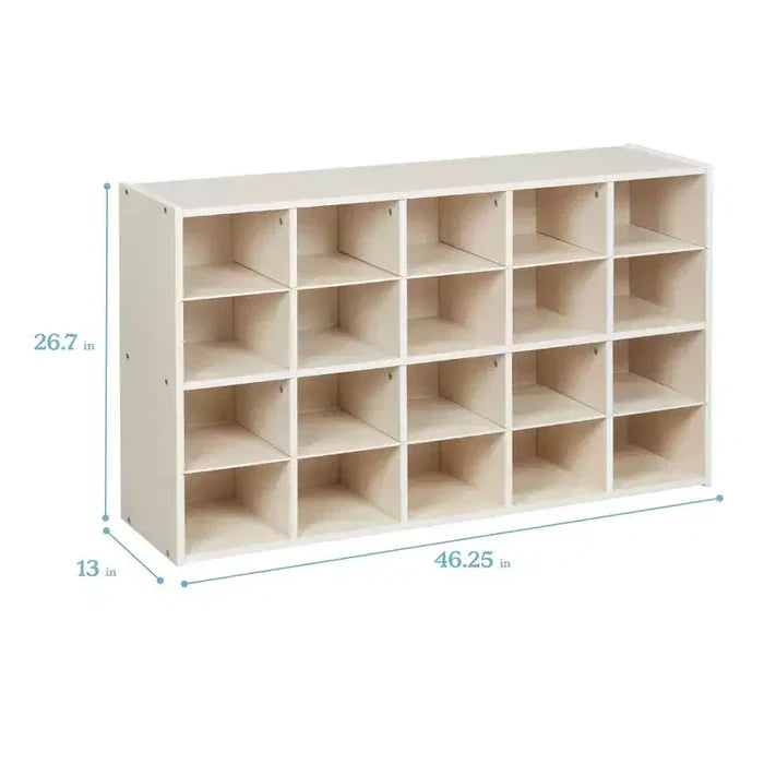 ECR4Kids Streamline 20 Cubby Tray Cabinet with 20 Scoop Front Bins, 4x5, Kids Furniture