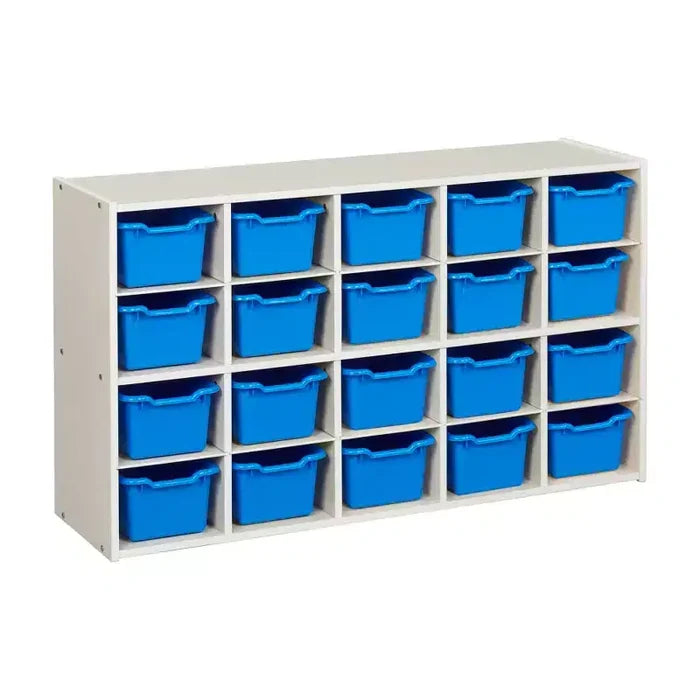 ECR4Kids Streamline 20 Cubby Tray Cabinet with 20 Scoop Front Bins, 4x5, Kids Furniture