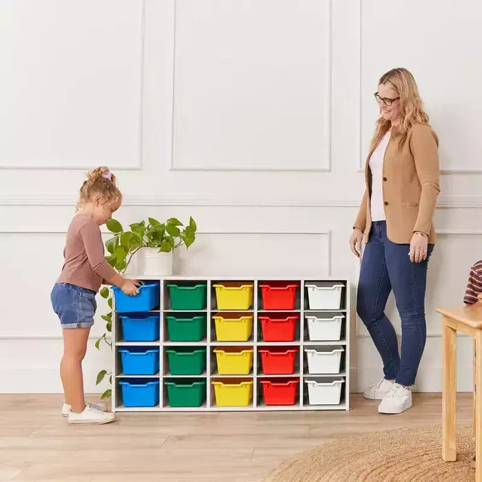 ECR4Kids Streamline 20 Cubby Tray Cabinet with 20 Scoop Front Bins, 4x5, Kids Furniture