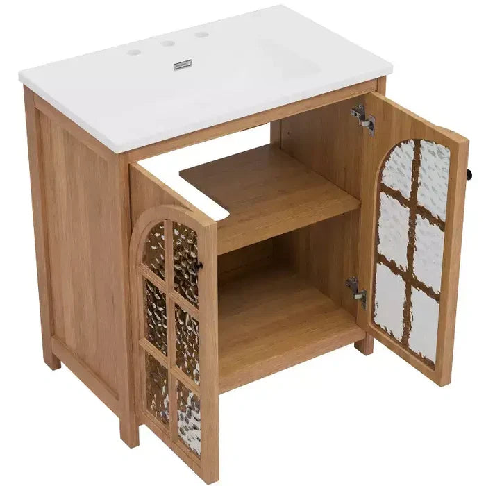 Bestier 31in Farmhouse Bathroom Vanity with Ceramic Sink Vintage Rustic Bathroom Cabinet