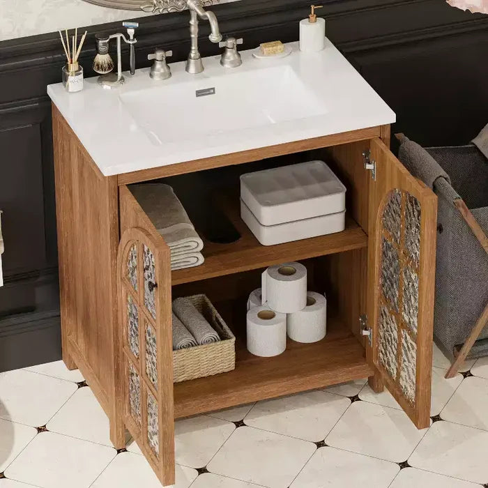 Bestier 31in Farmhouse Bathroom Vanity with Ceramic Sink Vintage Rustic Bathroom Cabinet