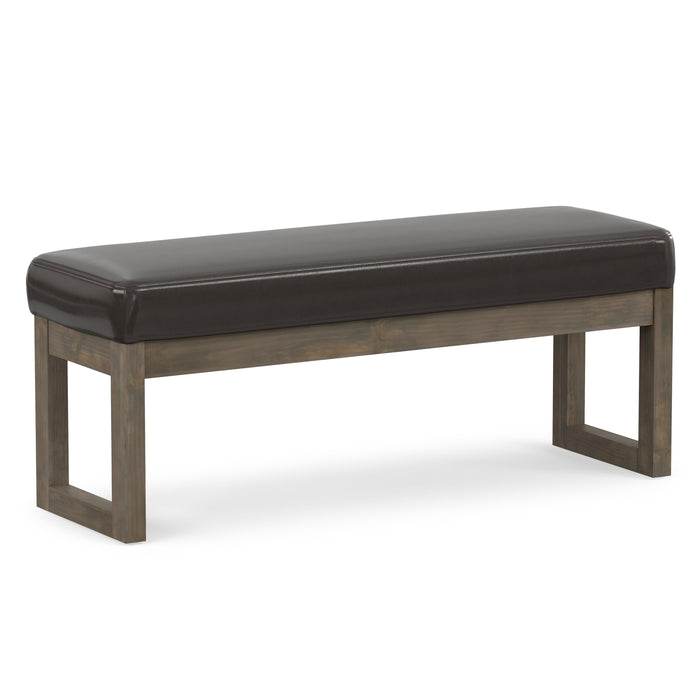 Tanners Brown Vegan Leather | Milltown Large Ottoman Bench in Vegan Leather