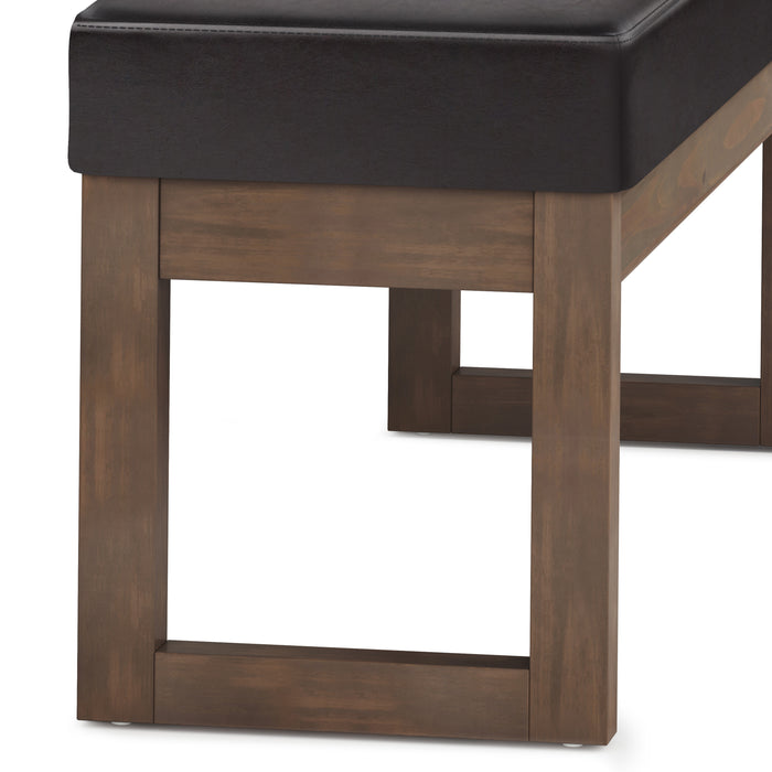 Tanners Brown Vegan Leather | Milltown Large Ottoman Bench in Vegan Leather