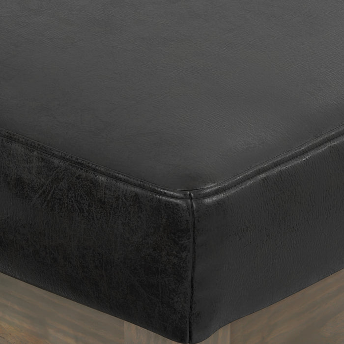 Distressed Black Distressed Vegan Leather | Milltown Footstool Small Ottoman Bench