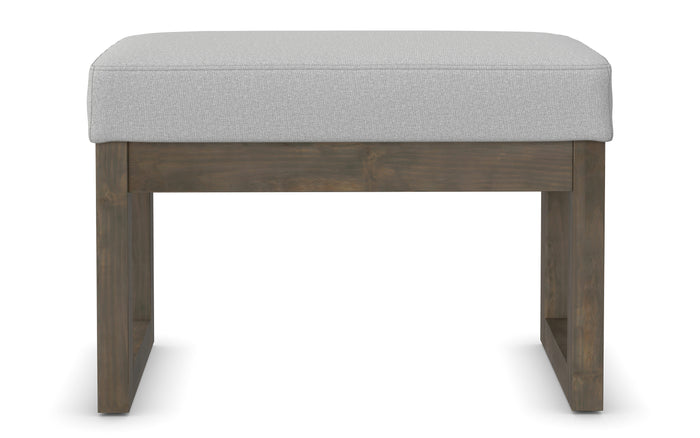 Light Stone Grey Linen Style Fabric | Milltown Small Ottoman Bench in Linen