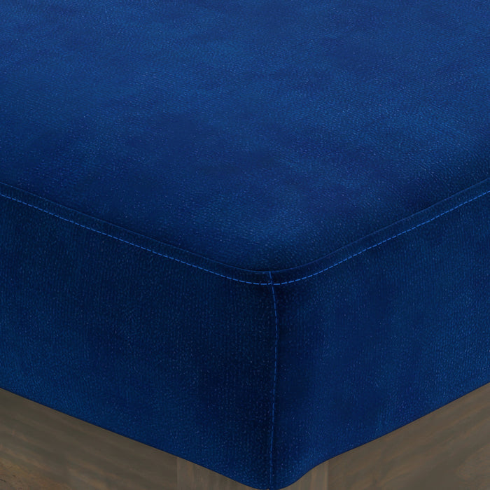Blue Velvet Fabric | Milltown Footstool Small Ottoman Bench