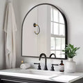 1-Piece 30 In.H x 27 In.W Aluminum Alloy Thin Edged Right Angled Arch Black Hanging Mirror Wall Mirror