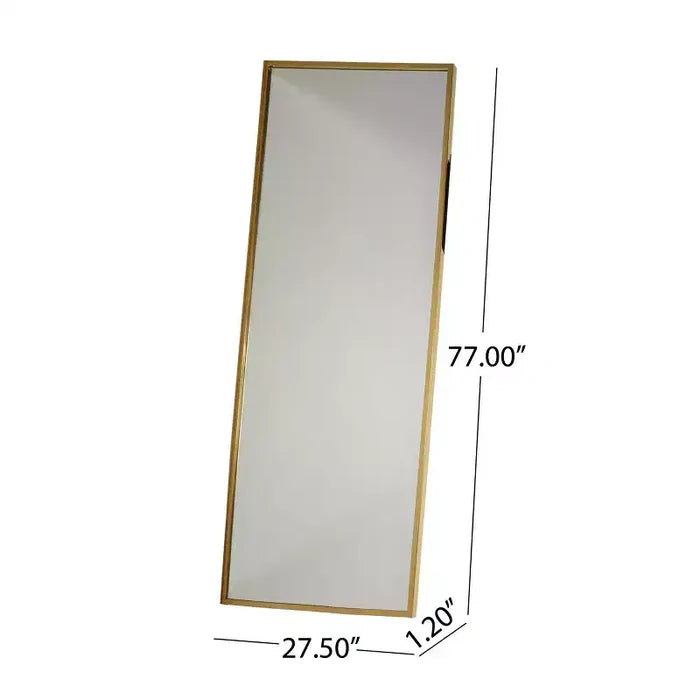 Okak 77*27.5IN Rectangular Full Body Mirror with Stainless Steel Frame, Floor Mirror with Hanging Holes, Wall Mirror for Living Room, Bedroom, Gold