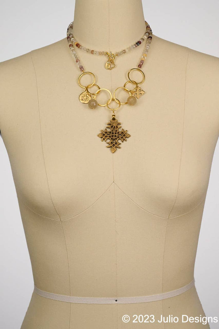 Mission Gemstone Statement Necklace - Rutilated Quartz