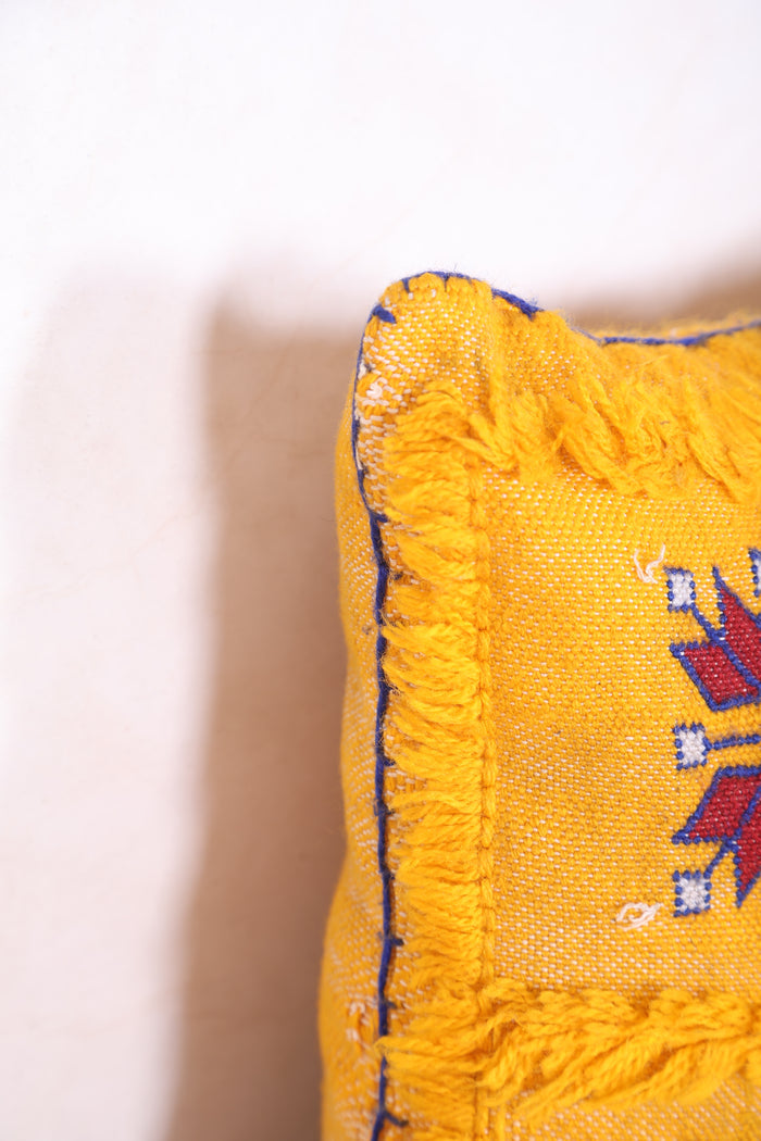 Moroccan pillow yellow 13.3 INCHES X 12.9 INCHES - kilim pillow