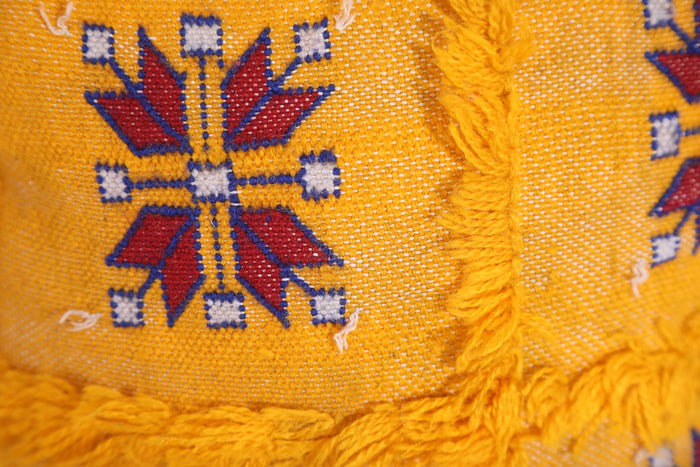 Moroccan pillow yellow 13.3 INCHES X 12.9 INCHES - kilim pillow