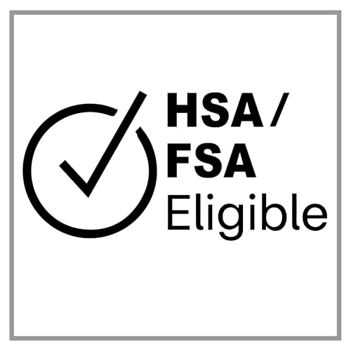 Black and white icon with checkmark and text stating HSA FSA Eligible on white background