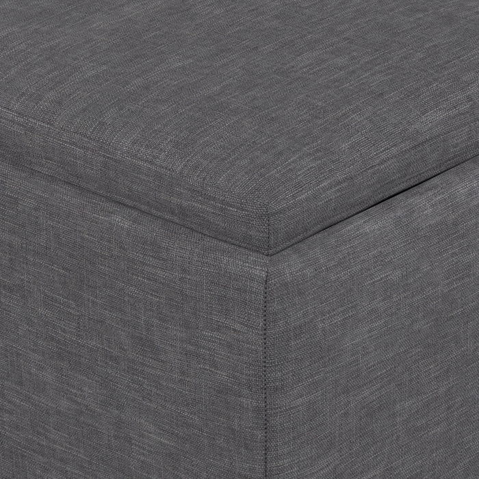 Slate Grey Linen Style Fabric| Natasha Storage Ottoman with Tray in Linen