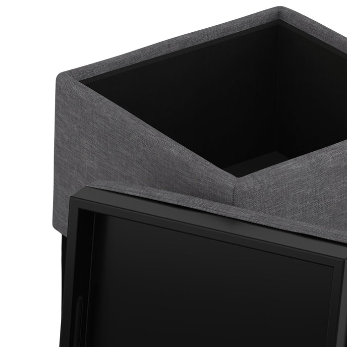 Slate Grey Linen Style Fabric| Natasha Storage Ottoman with Tray in Linen