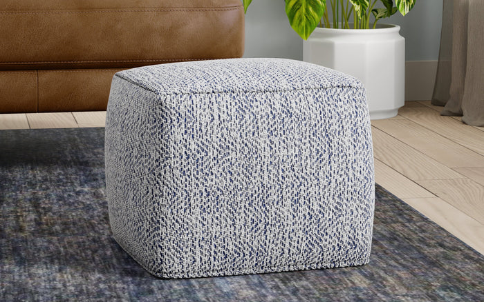 Blue | Nate 18 inch Square Pouf