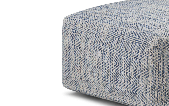 Blue | Nate Patterned Square Pouf