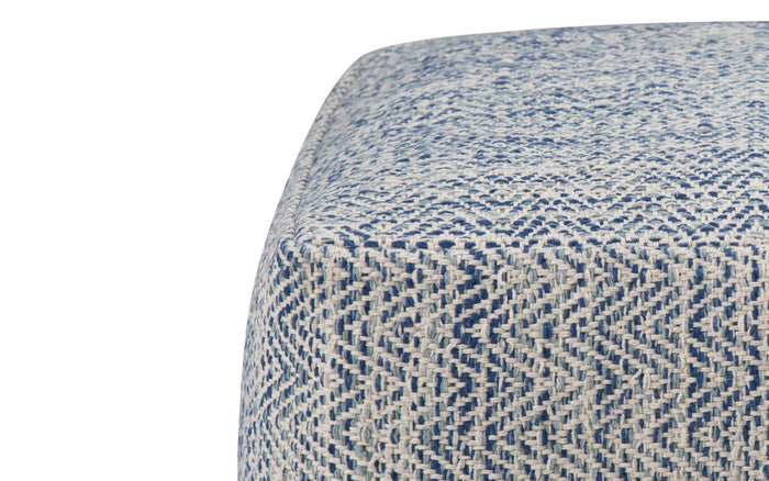 Blue | Nate Patterned Square Pouf