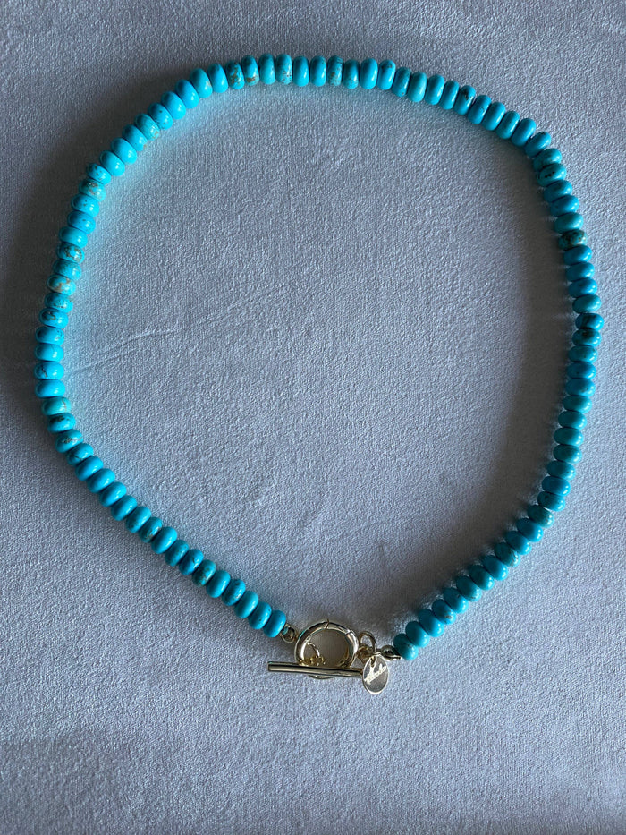 Natural Stone Necklace with Toggle Clasp: Turquoise