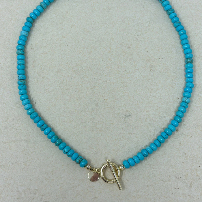Natural Stone Necklace with Toggle Clasp: Turquoise