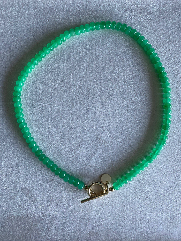 Natural Stone Necklace with Toggle Clasp: Turquoise