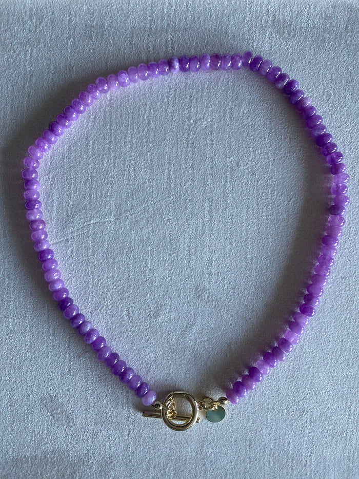 Natural Stone Necklace with Toggle Clasp: Turquoise