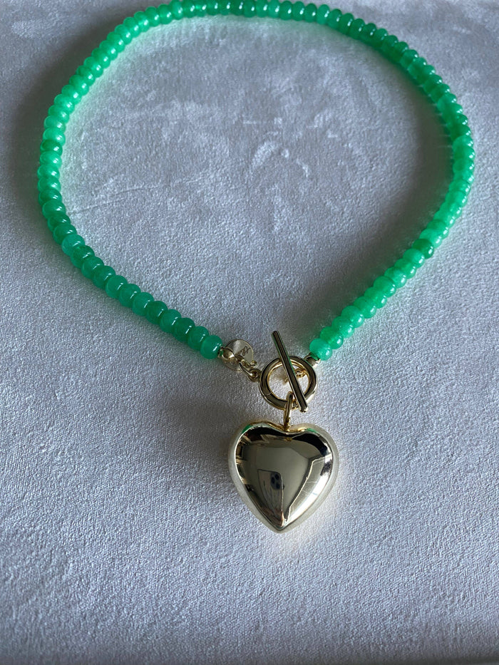 Natural Stone Necklace with Toggle Clasp: Turquoise