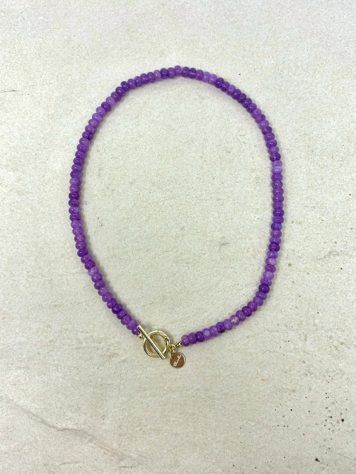 Natural Stone Necklace with Toggle Clasp: Turquoise