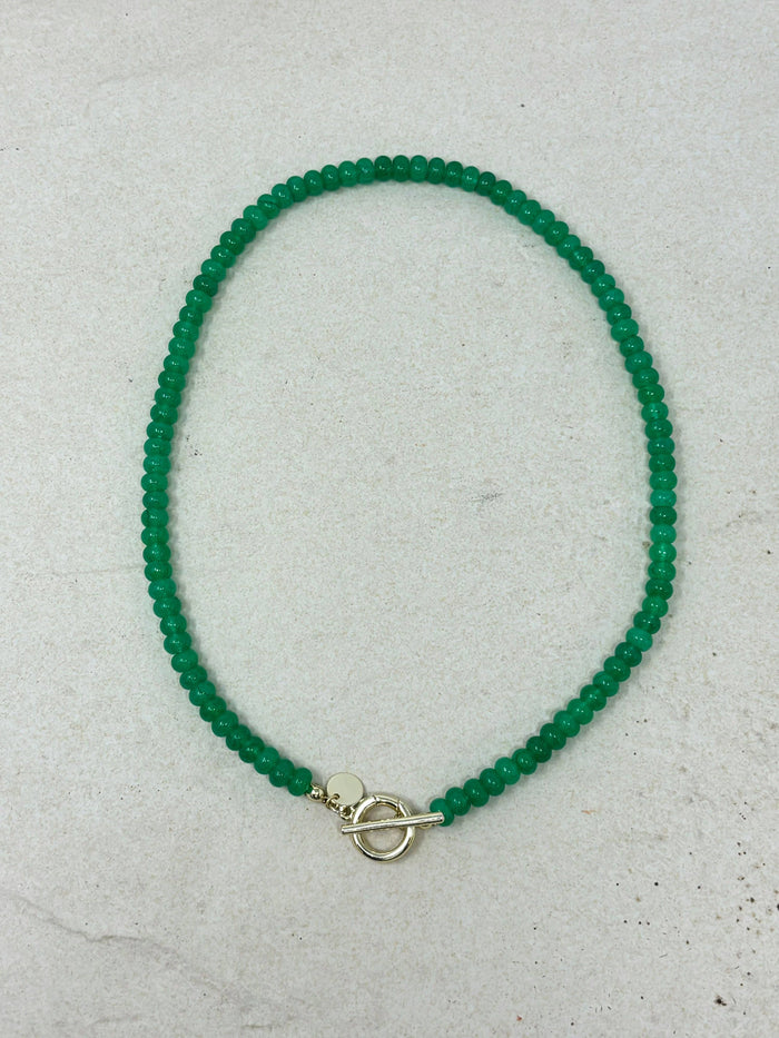 Natural Stone Necklace with Toggle Clasp: Turquoise