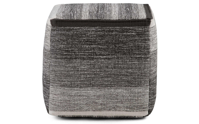 Black/Grey | Naya Patterned Cube Pouf