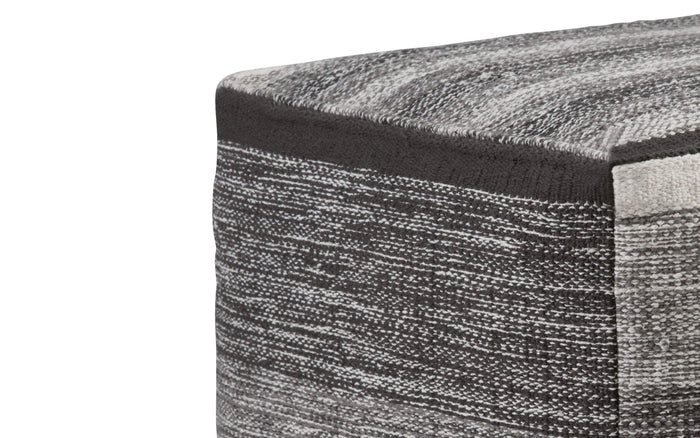 Black/Grey | Naya Patterned Cube Pouf