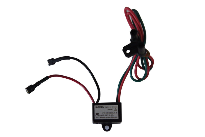 Negative Ion Generator A4532/RP with black, red, and green wires and mounting hole on white background